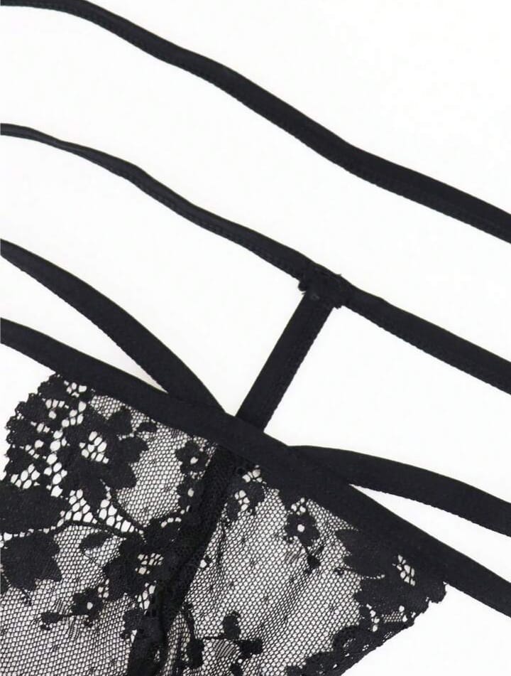 Fashionable Lace Trim Seamless Briefs For Men, Black, Waist Fit